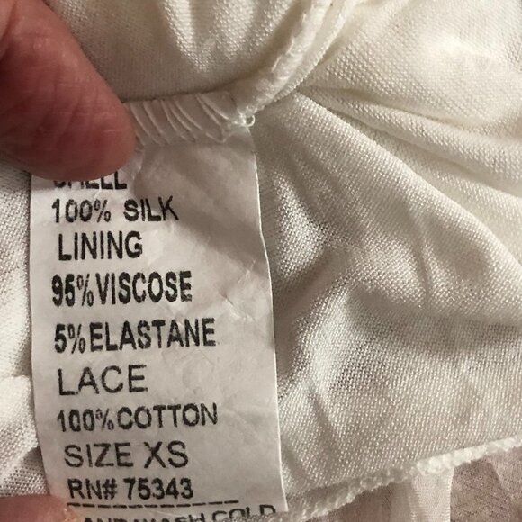 Carla Conti White Silk Blouse XS Fairycore Lace Flowy - Picture 8 of 8